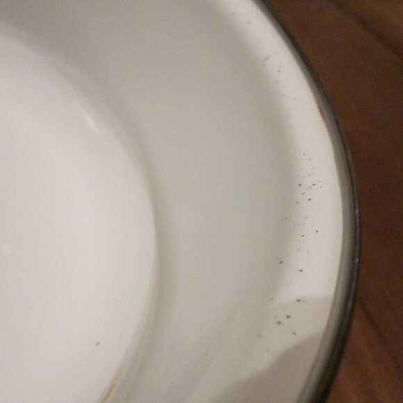 Vintage Pink and Purple Floral Enamel Bowl, White/ Silvertone Farmhouse Chic - Picture 6 of 14